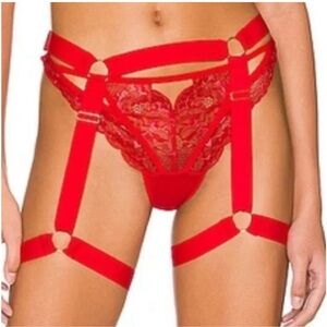 NWT Free People X We Are HAH Strung Out Garter Siren Red OS XS S M L